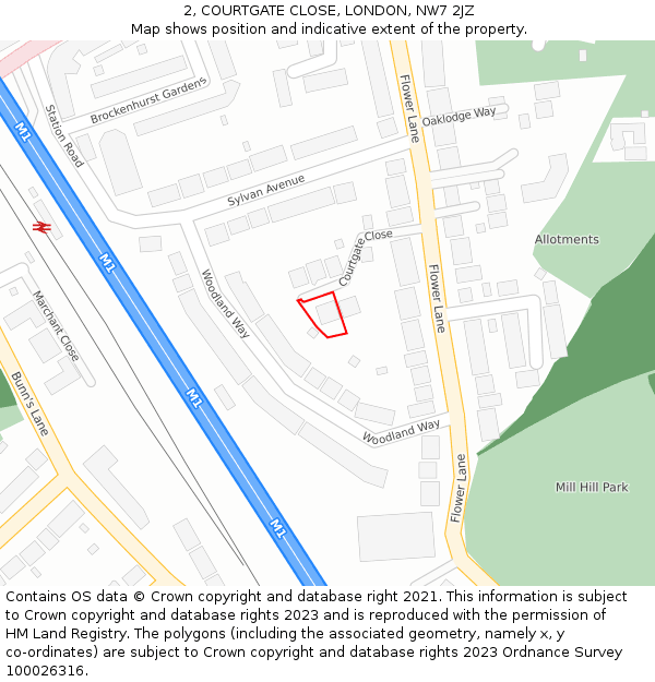 2, COURTGATE CLOSE, LONDON, NW7 2JZ: Location map and indicative extent of plot