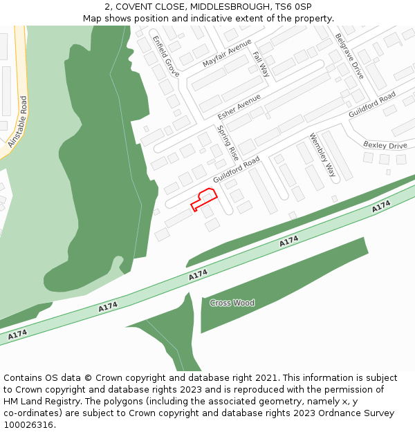 2, COVENT CLOSE, MIDDLESBROUGH, TS6 0SP: Location map and indicative extent of plot