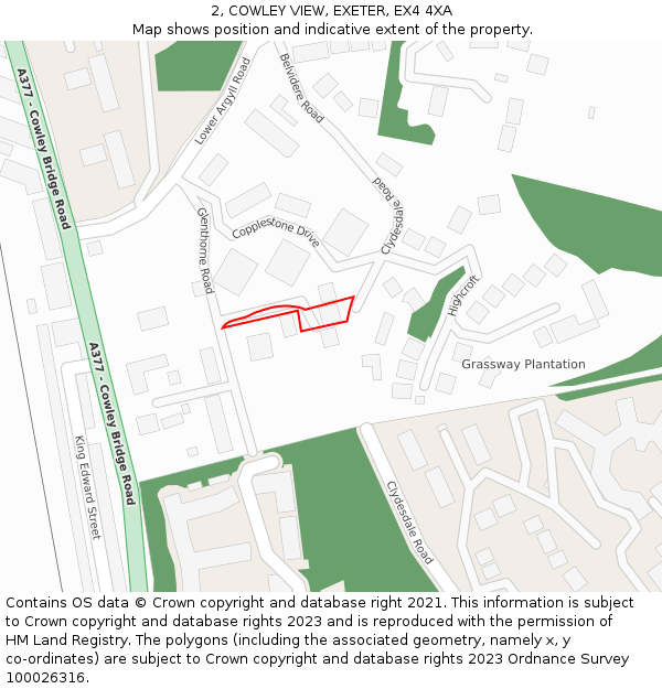 2, COWLEY VIEW, EXETER, EX4 4XA: Location map and indicative extent of plot