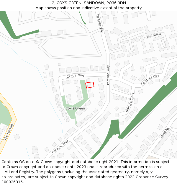 2, COXS GREEN, SANDOWN, PO36 9DN: Location map and indicative extent of plot