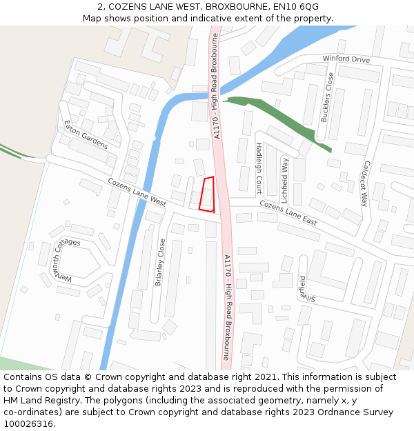 2, COZENS LANE WEST, BROXBOURNE, EN10 6QG: Location map and indicative extent of plot