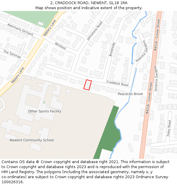 2, CRADDOCK ROAD, NEWENT, GL18 1RA: Location map and indicative extent of plot