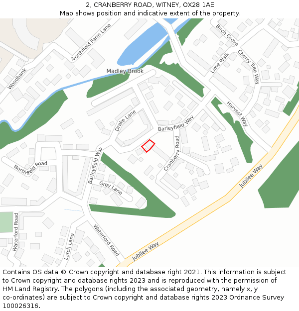 2, CRANBERRY ROAD, WITNEY, OX28 1AE: Location map and indicative extent of plot