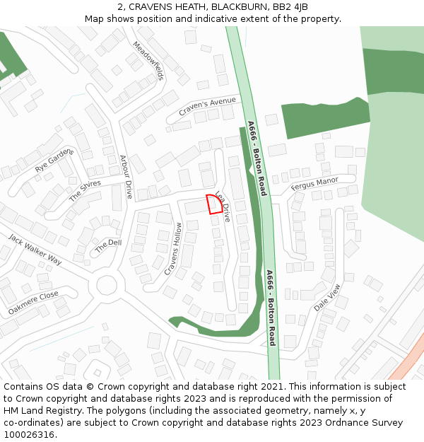 2, CRAVENS HEATH, BLACKBURN, BB2 4JB: Location map and indicative extent of plot