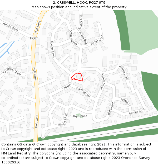 2, CRESWELL, HOOK, RG27 9TG: Location map and indicative extent of plot