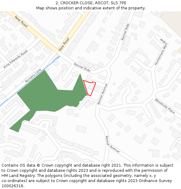 2, CROCKER CLOSE, ASCOT, SL5 7PE: Location map and indicative extent of plot