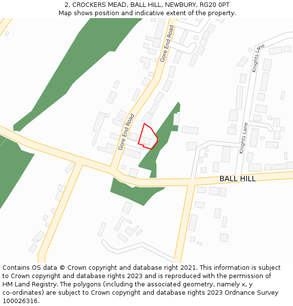 2, CROCKERS MEAD, BALL HILL, NEWBURY, RG20 0PT: Location map and indicative extent of plot