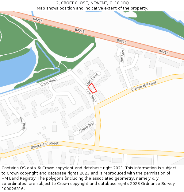 2, CROFT CLOSE, NEWENT, GL18 1RQ: Location map and indicative extent of plot