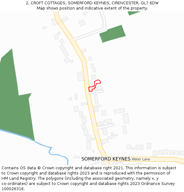 2, CROFT COTTAGES, SOMERFORD KEYNES, CIRENCESTER, GL7 6DW: Location map and indicative extent of plot