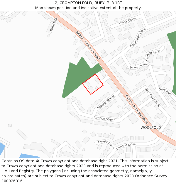 2, CROMPTON FOLD, BURY, BL8 1RE: Location map and indicative extent of plot