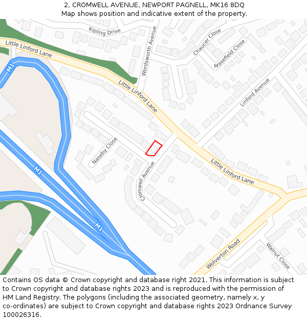 2, CROMWELL AVENUE, NEWPORT PAGNELL, MK16 8DQ: Location map and indicative extent of plot