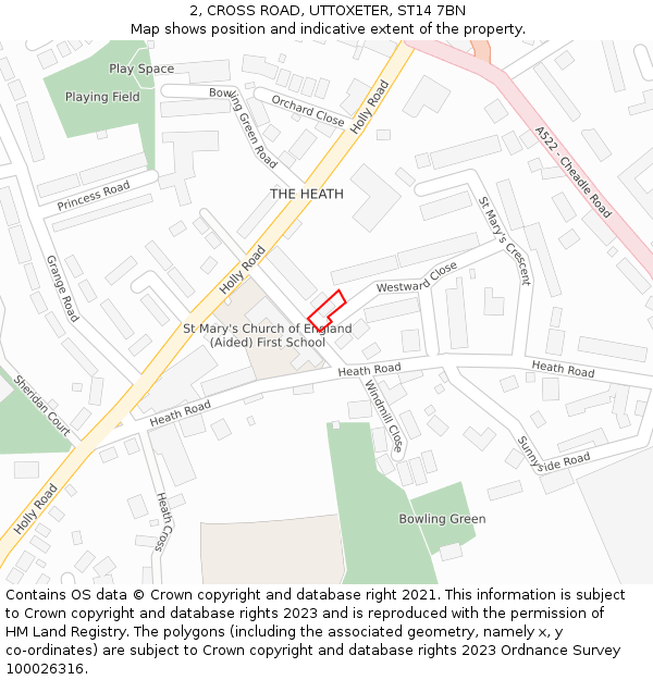 2, CROSS ROAD, UTTOXETER, ST14 7BN: Location map and indicative extent of plot