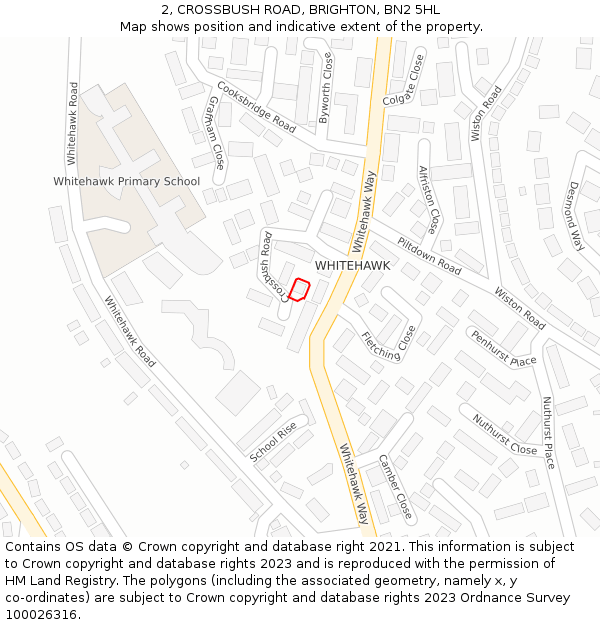 2, CROSSBUSH ROAD, BRIGHTON, BN2 5HL: Location map and indicative extent of plot