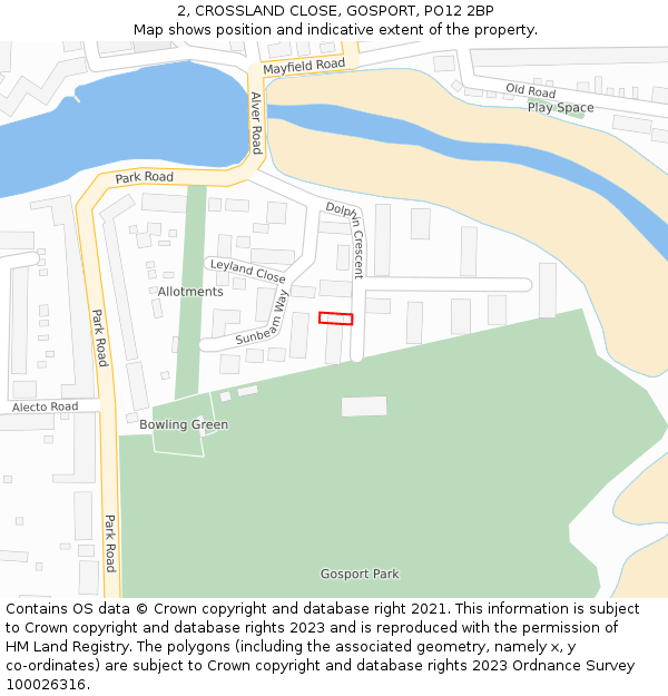 2, CROSSLAND CLOSE, GOSPORT, PO12 2BP: Location map and indicative extent of plot