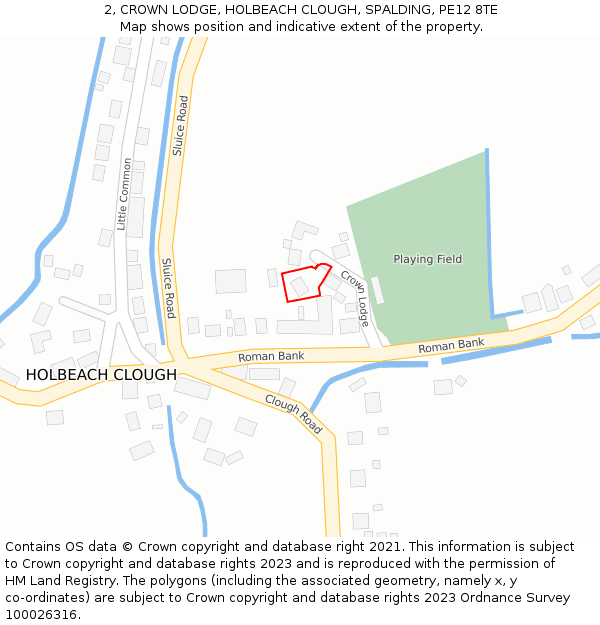 2, CROWN LODGE, HOLBEACH CLOUGH, SPALDING, PE12 8TE: Location map and indicative extent of plot