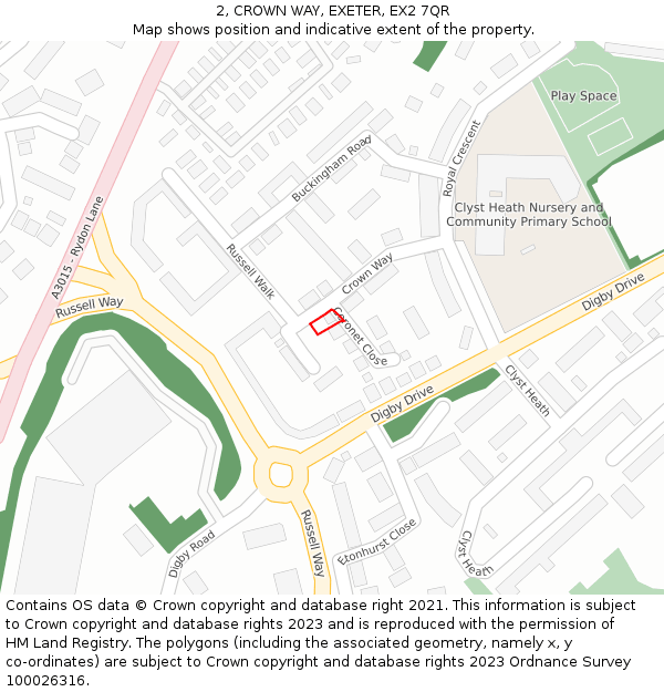 2, CROWN WAY, EXETER, EX2 7QR: Location map and indicative extent of plot