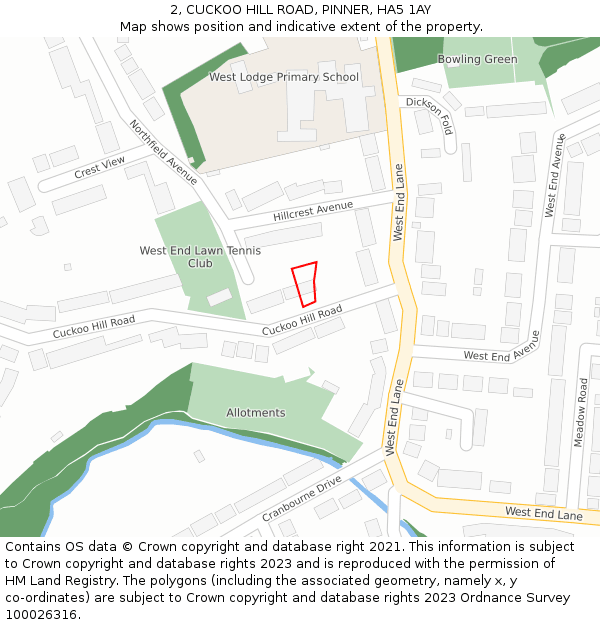 2, CUCKOO HILL ROAD, PINNER, HA5 1AY: Location map and indicative extent of plot