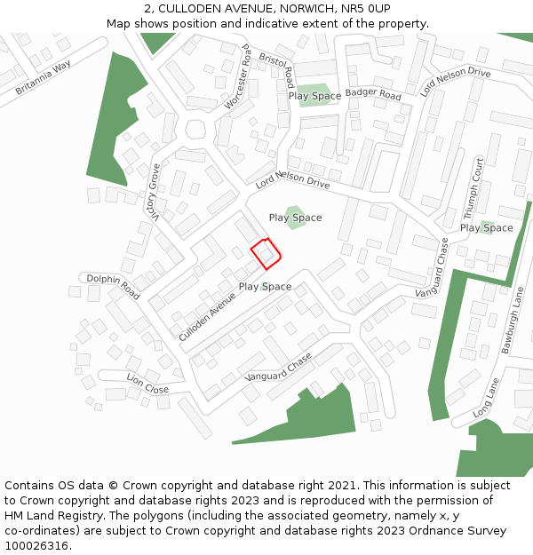 2, CULLODEN AVENUE, NORWICH, NR5 0UP: Location map and indicative extent of plot