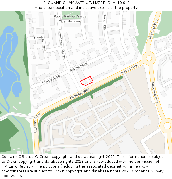 2, CUNNINGHAM AVENUE, HATFIELD, AL10 9LP: Location map and indicative extent of plot