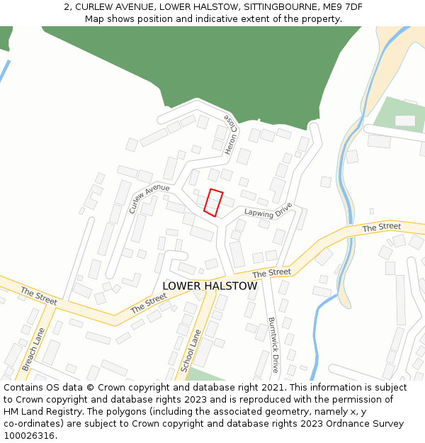 2, CURLEW AVENUE, LOWER HALSTOW, SITTINGBOURNE, ME9 7DF: Location map and indicative extent of plot