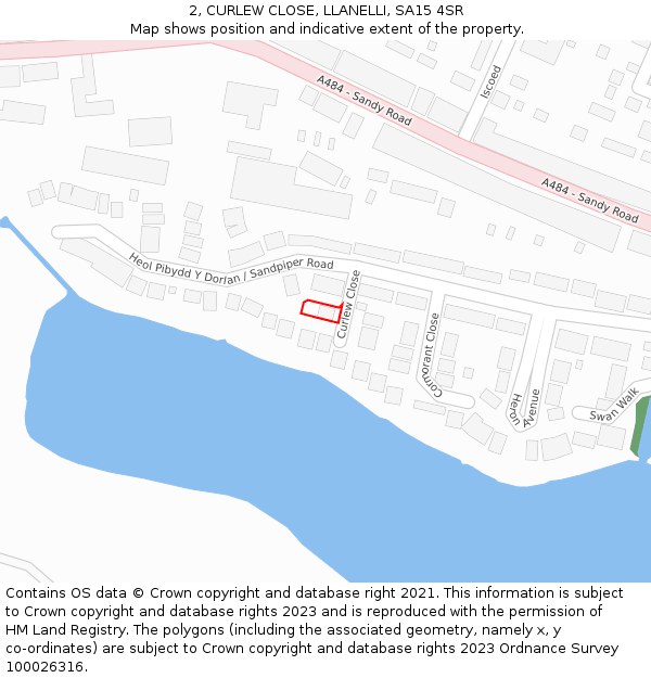 2, CURLEW CLOSE, LLANELLI, SA15 4SR: Location map and indicative extent of plot
