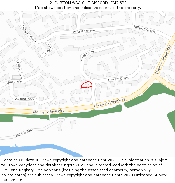 2, CURZON WAY, CHELMSFORD, CM2 6PF: Location map and indicative extent of plot