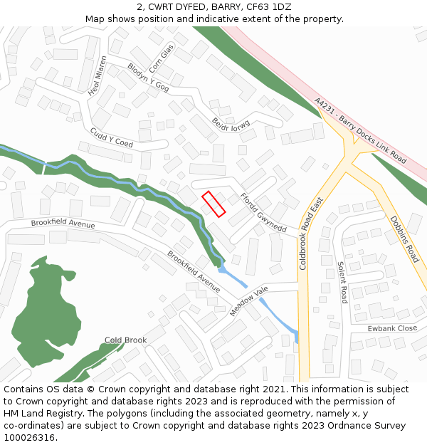 2, CWRT DYFED, BARRY, CF63 1DZ: Location map and indicative extent of plot