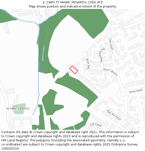 2, CWRT TY MAWR, PENARTH, CF64 3PZ: Location map and indicative extent of plot