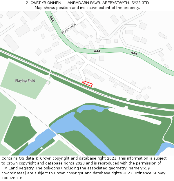 2, CWRT YR ONNEN, LLANBADARN FAWR, ABERYSTWYTH, SY23 3TD: Location map and indicative extent of plot