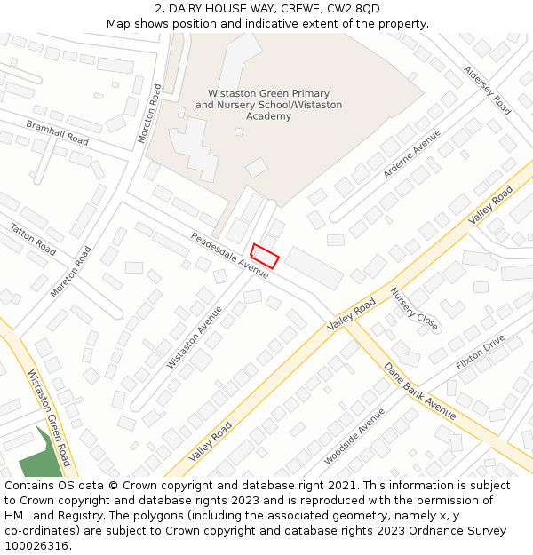 2, DAIRY HOUSE WAY, CREWE, CW2 8QD: Location map and indicative extent of plot