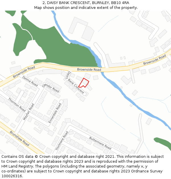 2, DAISY BANK CRESCENT, BURNLEY, BB10 4RA: Location map and indicative extent of plot
