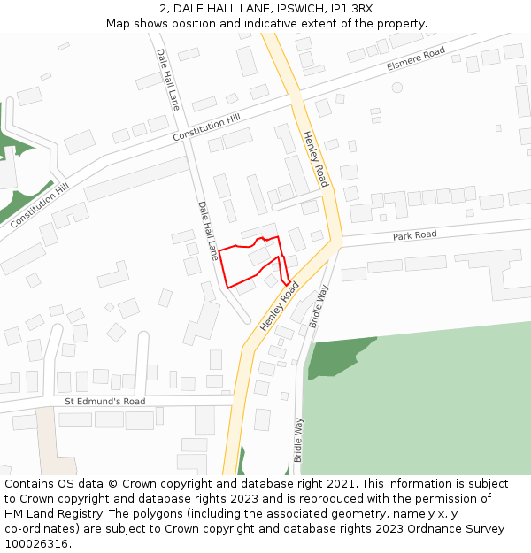 2, DALE HALL LANE, IPSWICH, IP1 3RX: Location map and indicative extent of plot