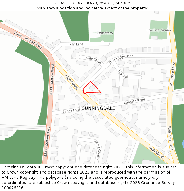 2, DALE LODGE ROAD, ASCOT, SL5 0LY: Location map and indicative extent of plot