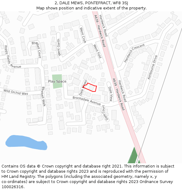 2, DALE MEWS, PONTEFRACT, WF8 3SJ: Location map and indicative extent of plot