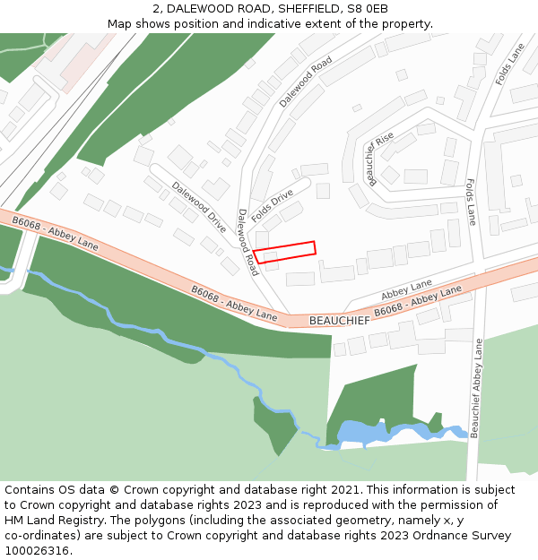 2, DALEWOOD ROAD, SHEFFIELD, S8 0EB: Location map and indicative extent of plot