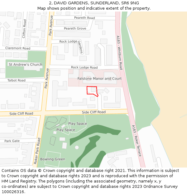 2, DAVID GARDENS, SUNDERLAND, SR6 9NG: Location map and indicative extent of plot