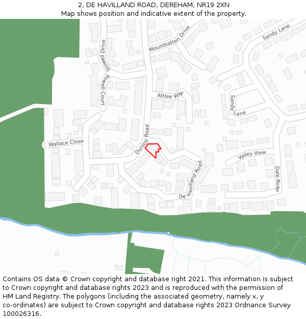 2, DE HAVILLAND ROAD, DEREHAM, NR19 2XN: Location map and indicative extent of plot