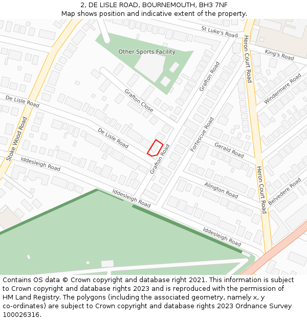 2, DE LISLE ROAD, BOURNEMOUTH, BH3 7NF: Location map and indicative extent of plot