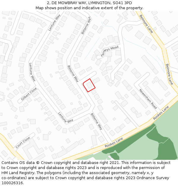 2, DE MOWBRAY WAY, LYMINGTON, SO41 3PD: Location map and indicative extent of plot