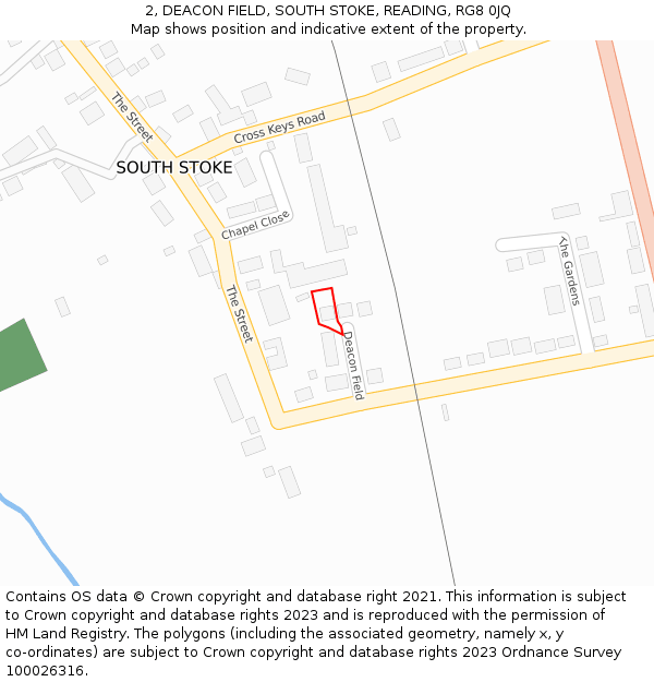 2, DEACON FIELD, SOUTH STOKE, READING, RG8 0JQ: Location map and indicative extent of plot