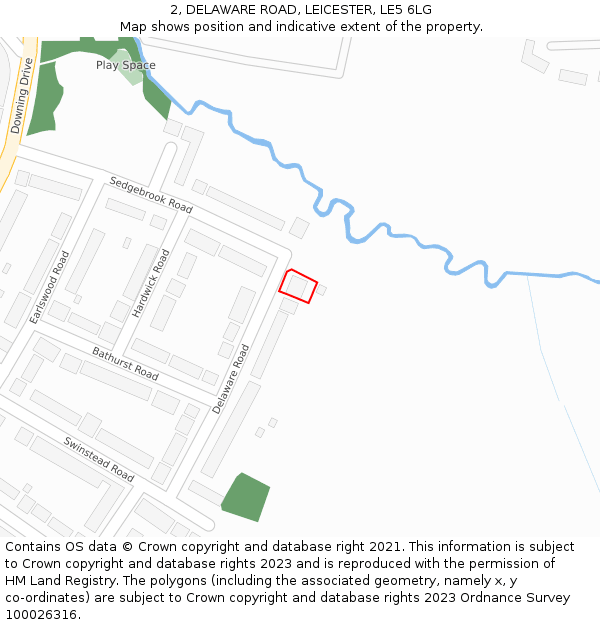 2, DELAWARE ROAD, LEICESTER, LE5 6LG: Location map and indicative extent of plot