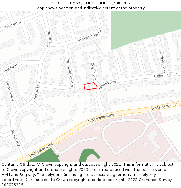 2, DELPH BANK, CHESTERFIELD, S40 3RN: Location map and indicative extent of plot