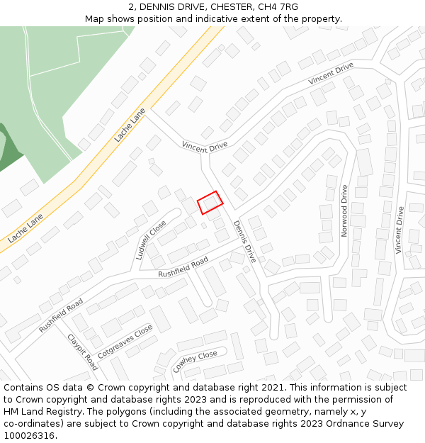 2, DENNIS DRIVE, CHESTER, CH4 7RG: Location map and indicative extent of plot
