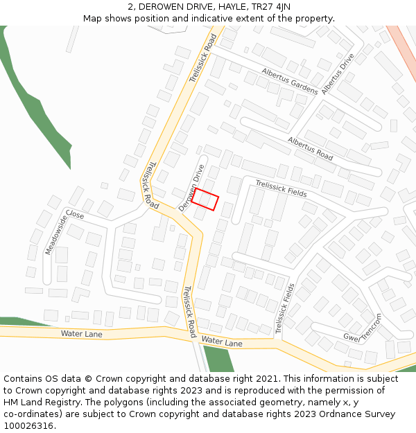 2, DEROWEN DRIVE, HAYLE, TR27 4JN: Location map and indicative extent of plot