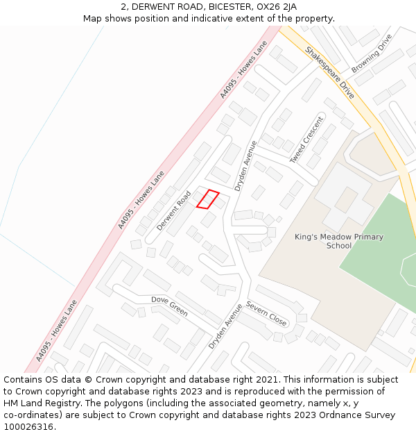 2, DERWENT ROAD, BICESTER, OX26 2JA: Location map and indicative extent of plot