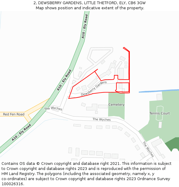 2, DEWSBERRY GARDENS, LITTLE THETFORD, ELY, CB6 3GW: Location map and indicative extent of plot