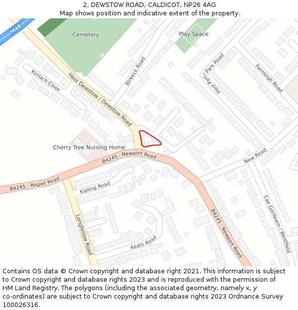 2, DEWSTOW ROAD, CALDICOT, NP26 4AG: Location map and indicative extent of plot