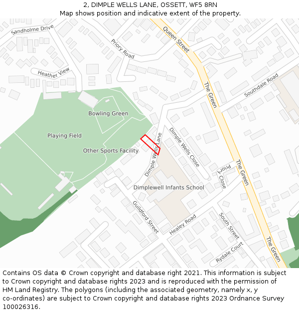 2, DIMPLE WELLS LANE, OSSETT, WF5 8RN: Location map and indicative extent of plot