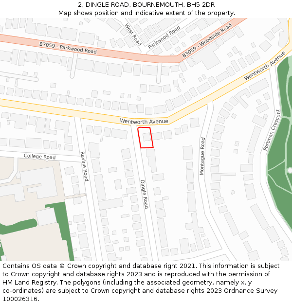 2, DINGLE ROAD, BOURNEMOUTH, BH5 2DR: Location map and indicative extent of plot
