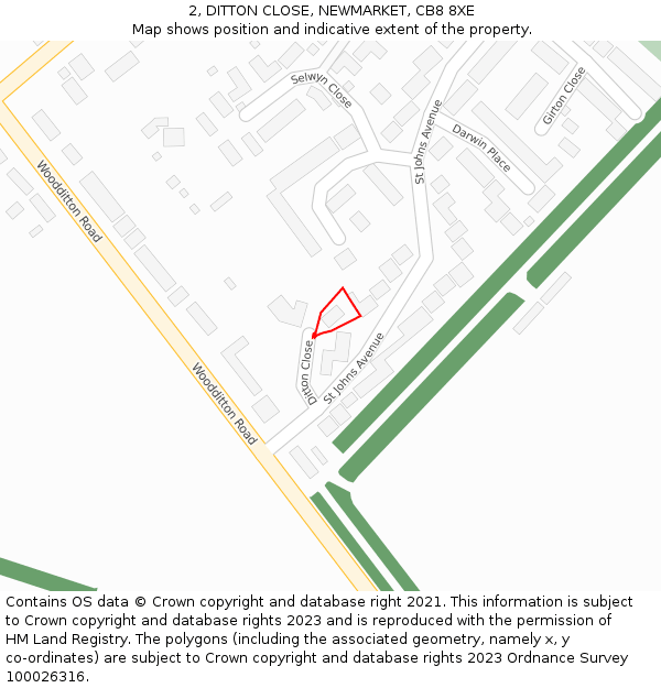 2, DITTON CLOSE, NEWMARKET, CB8 8XE: Location map and indicative extent of plot